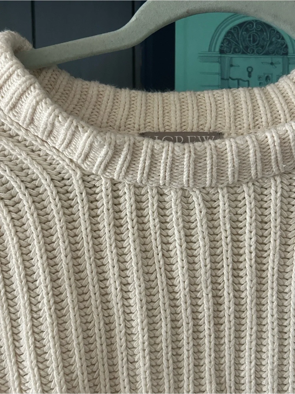 J. Crew Cream Ribbed Crewneck Sweater